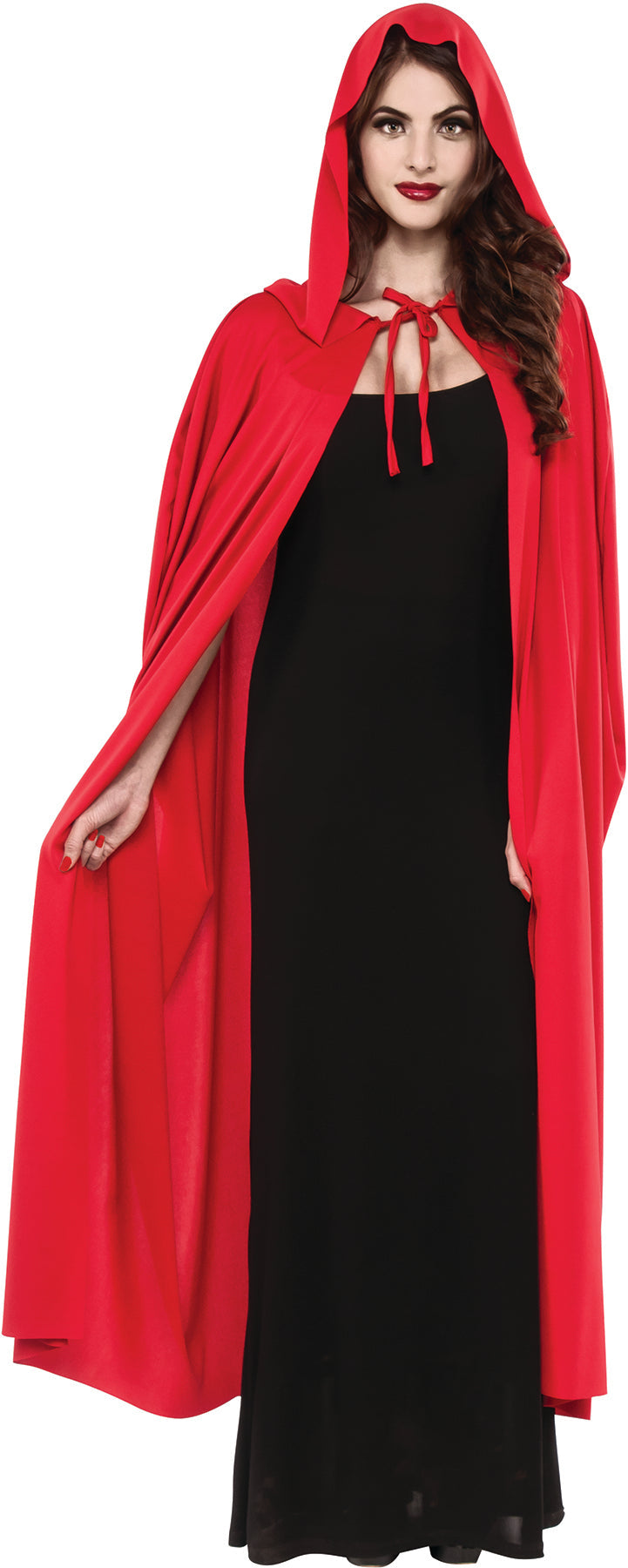 Long Red Hooded Cape Adult Accessory by HalloweenStore.com