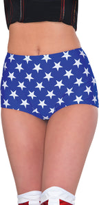 Rubie's Women's DC Comics Wonder Woman Blue with White Stars Print Boy Shorts by HalloweenStore.com