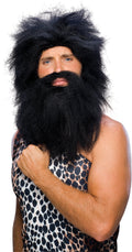Black Prehistoric Caveman Wig and Beard Set by HalloweenStore.com