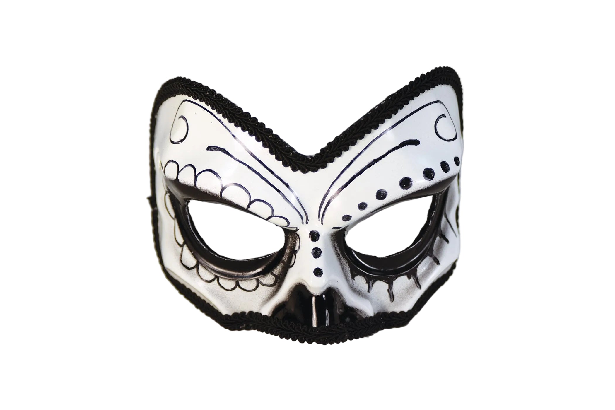 Black and White Day of the Dead Tuxedo 1/2 Skull Eye Mask by HalloweenStore.com