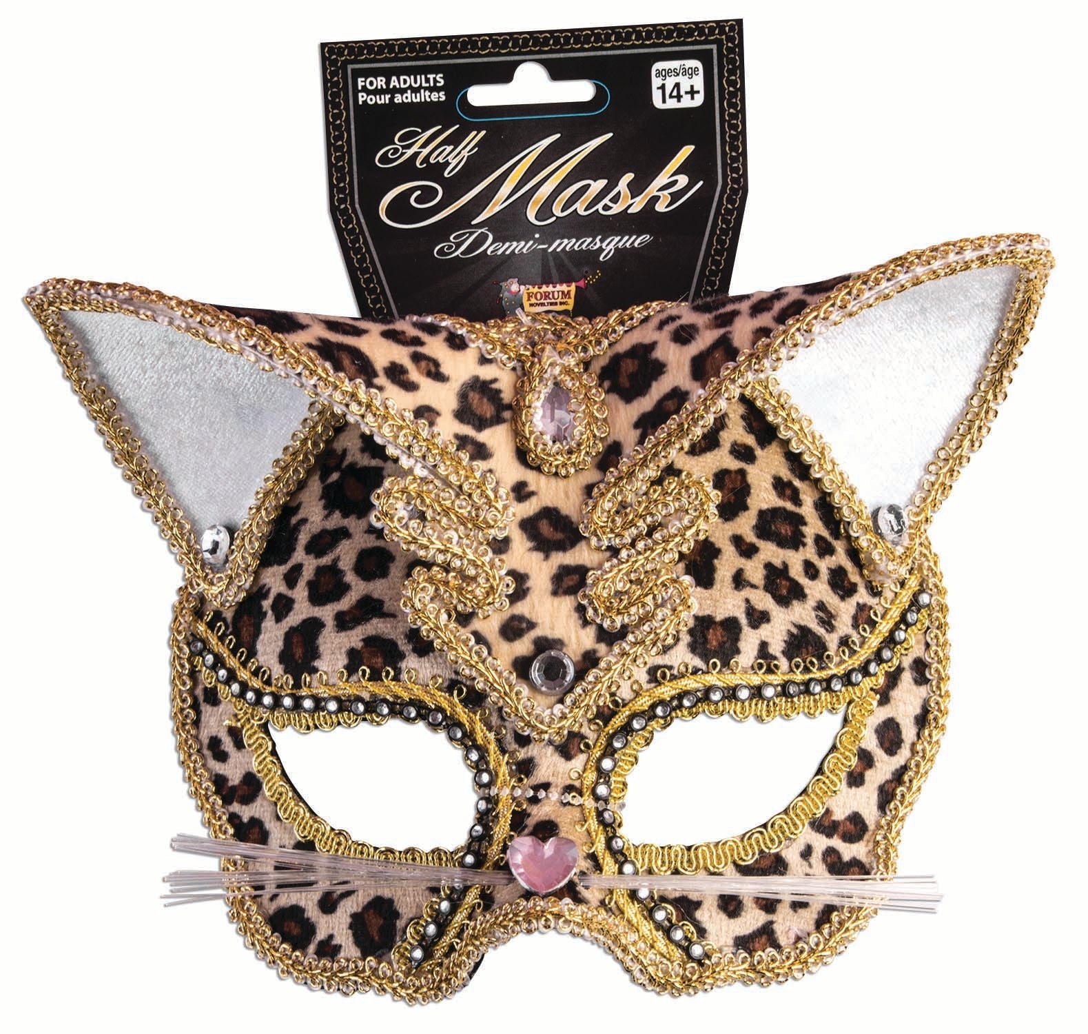Leopard Deluxe Cat Masquerade Venetian Mask by HalloweenStore.com