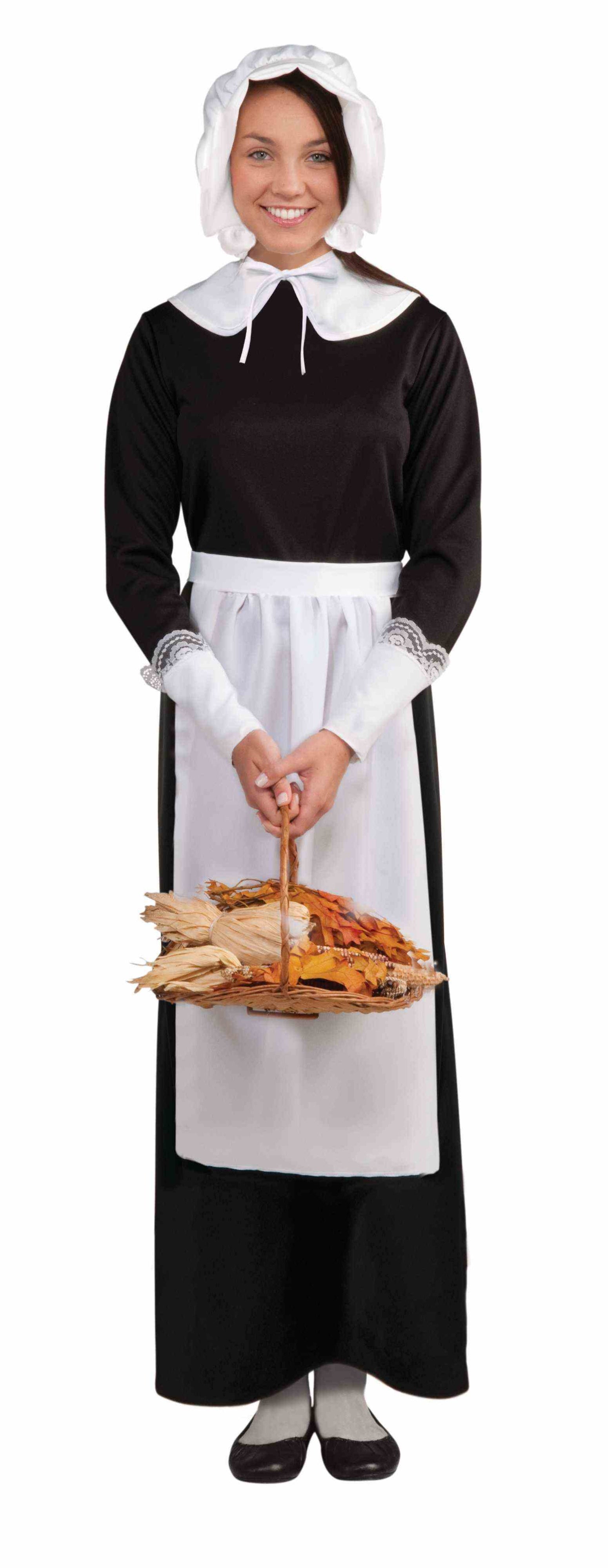 Pilgrim Costume Adult Accessory Set Bonnet, Collar, Cuffs and Apron by HalloweenStore.com
