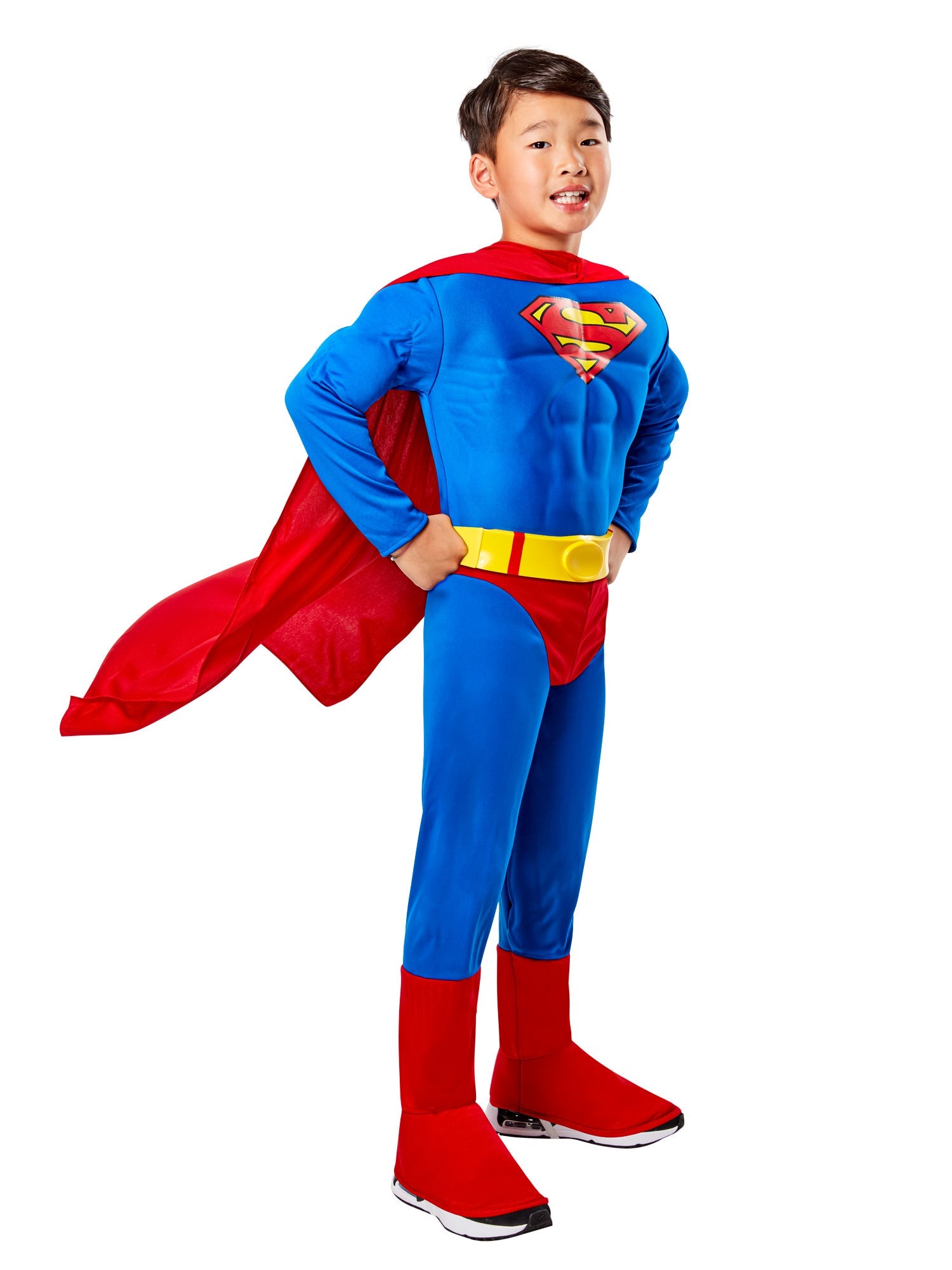 Deluxe Superman Muscle Chest Costume With Cape Child by HalloweenStore.com