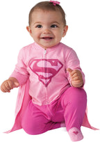 DC Comics Pink Baby Girl Supergirl Superhero Costume Romper by HalloweenStore.com
