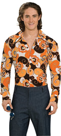 Men's Orange 70's Groovy Long Sleeve Shirt Standard by HalloweenStore.com