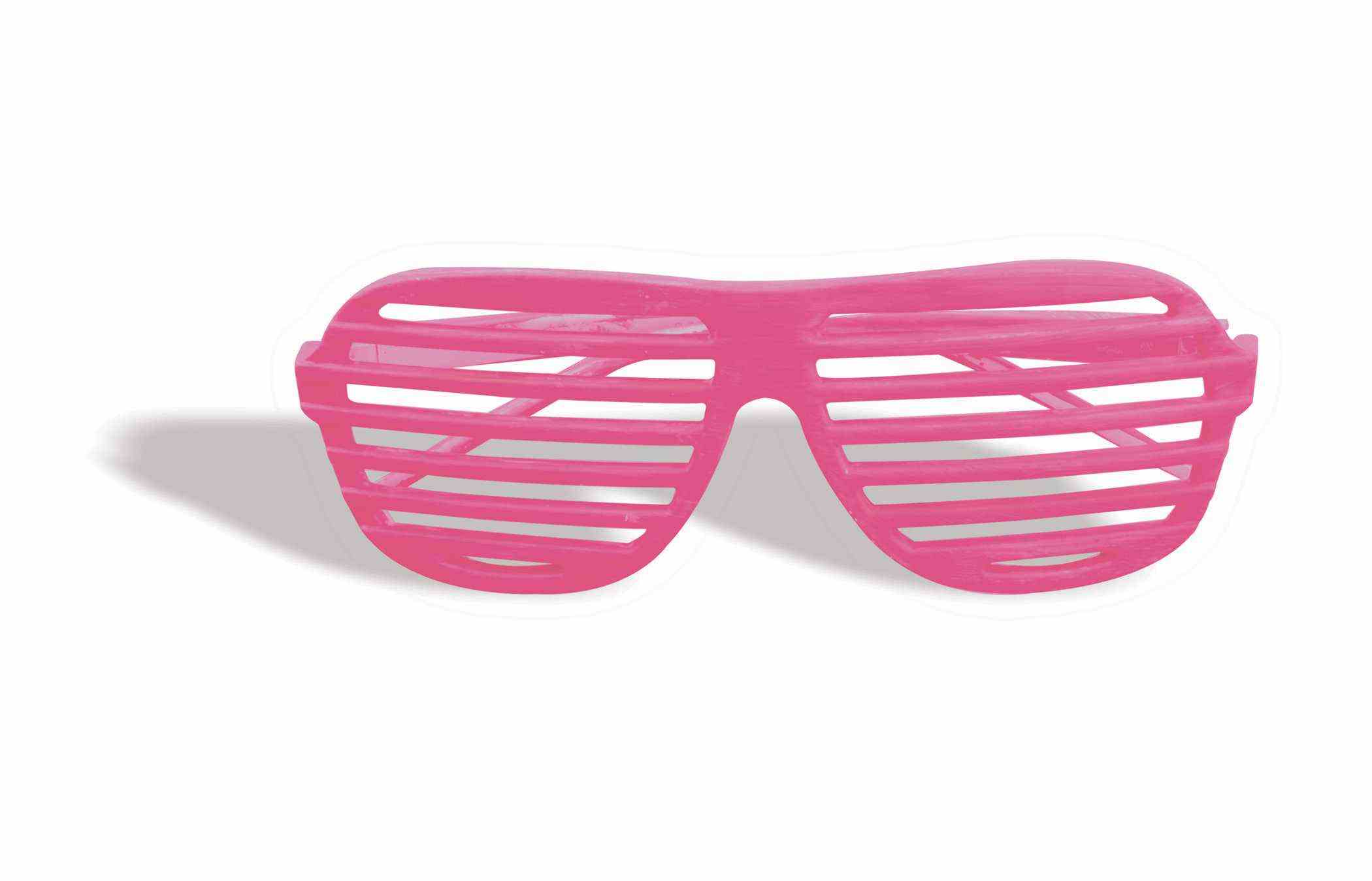 80's Neon Pink Slot Glasses Shutter Blinds Lensless Style by HalloweenStore.com