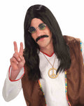 Hippie Dude Long Black Wig 70's 80's by HalloweenStore.com