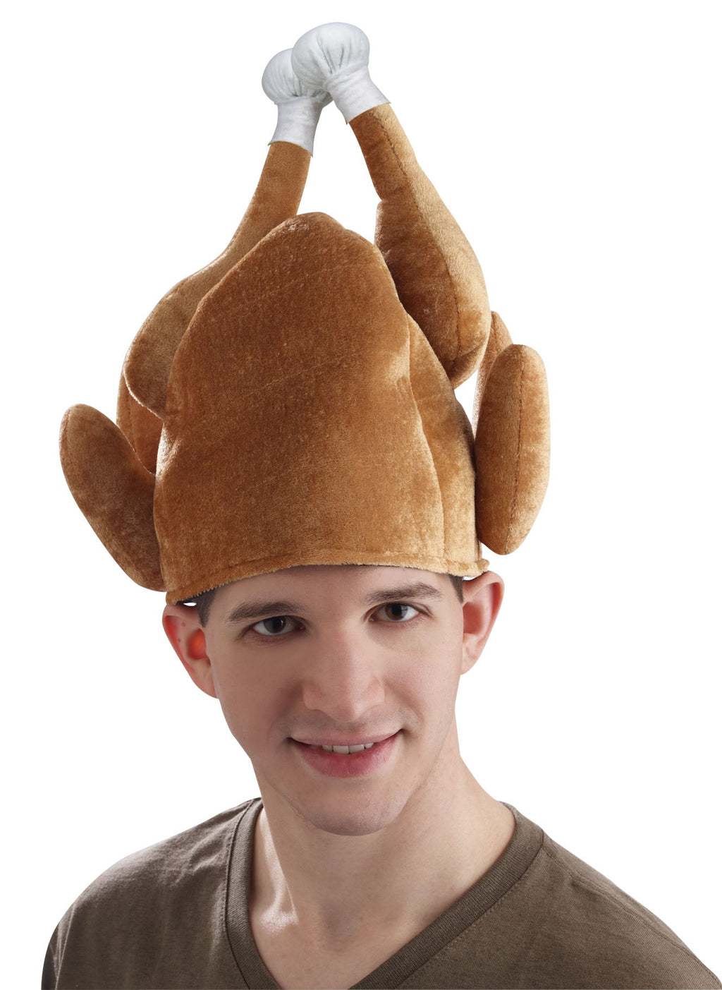 Funny Brown Thanksgivings Roasted Turkey Shaped Headpiece Adult by HalloweenStore.com