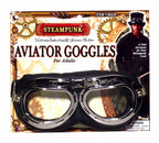 Black and Silver Steampunk Aviator Googles Eyewear by HalloweenStore.com