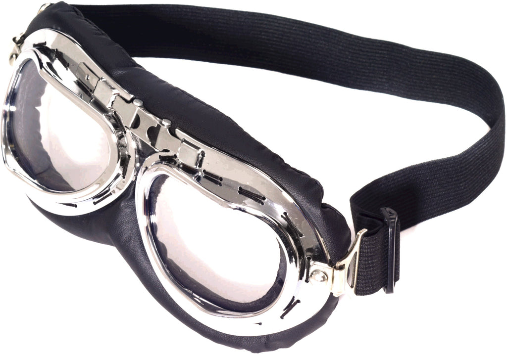 Black and Silver Steampunk Aviator Googles Eyewear by HalloweenStore.com