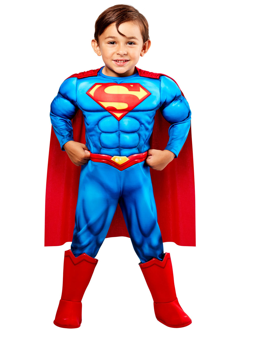 Superman Deluxe Muscle Jumpsuit Toddler Costume Officially Licensed by HalloweenStore.com
