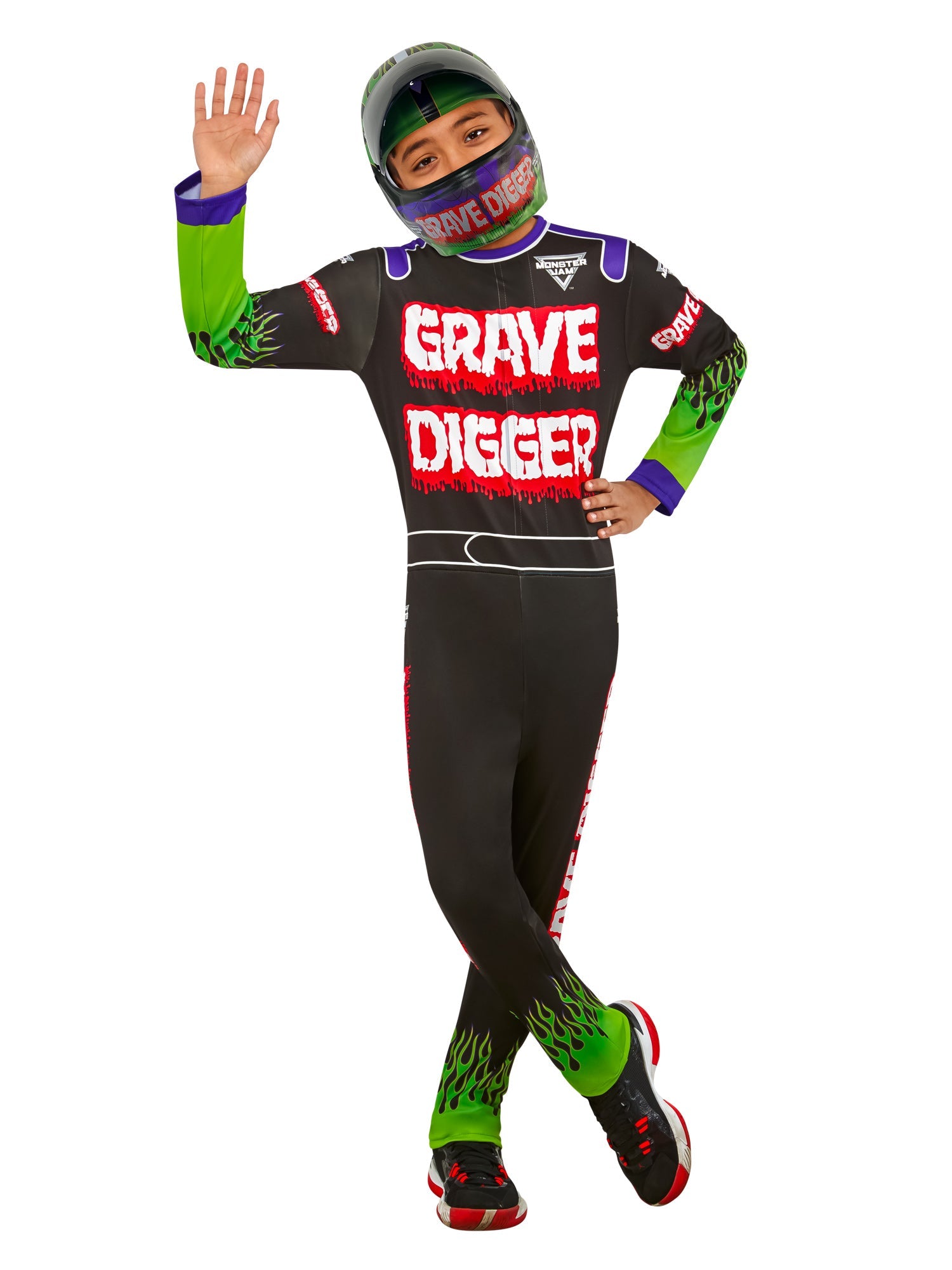 Grave Digger Monster Truck Driver Kids Costume by HalloweenStore.com