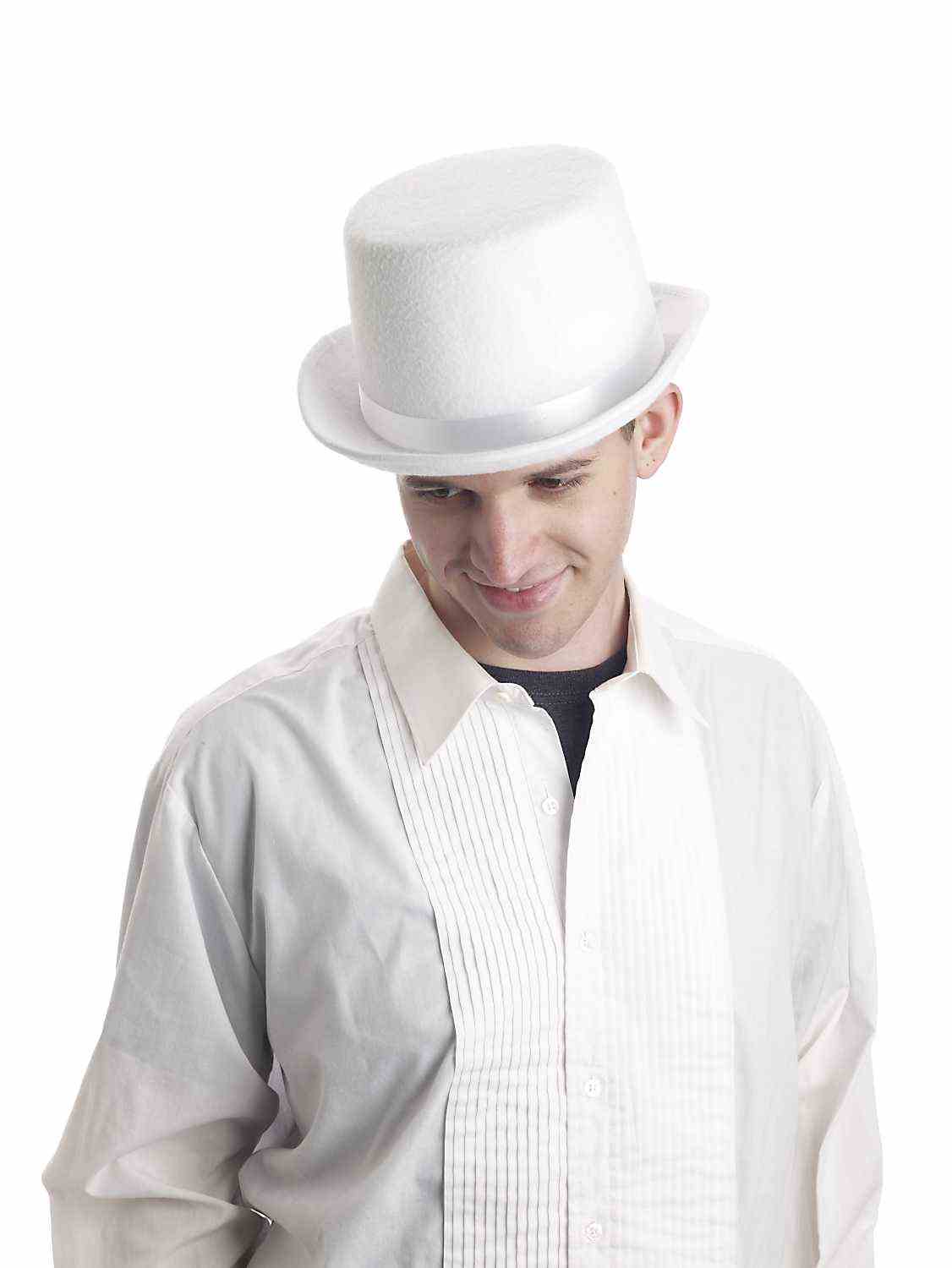 Super Deluxe Felt White Top Hat Adult by HalloweenStore.com