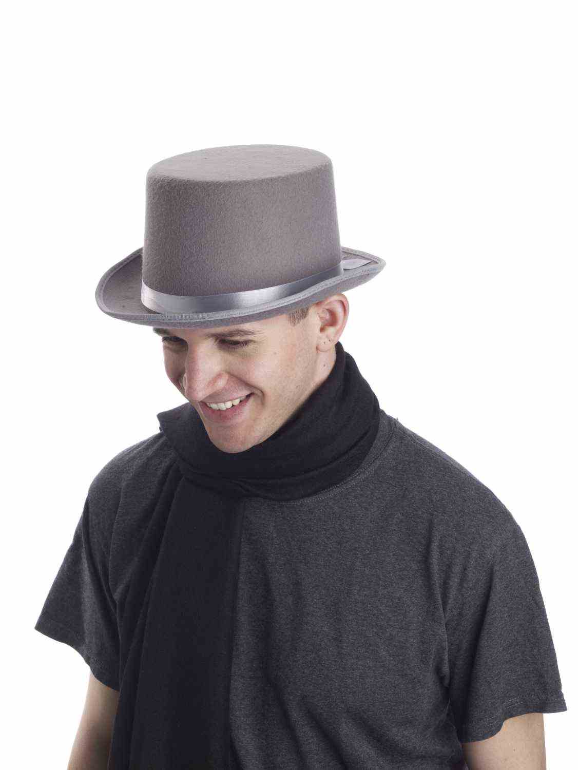 Super Deluxe Felt Gray Top Hat Adult by HalloweenStore.com
