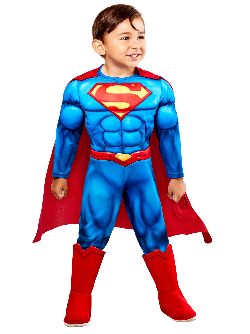 Superman Deluxe Muscle Jumpsuit Toddler Costume Officially Licensed by HalloweenStore.com
