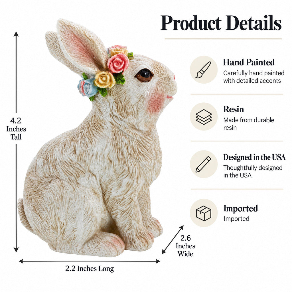 Bunny with Textured Fur Figurine Elegant Spring & Easter Rabbit Decoration 4.2 Inches by BestPysanky