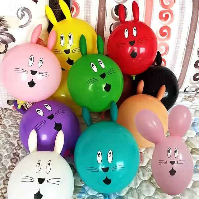 20 Pack Easter Adorable Rabbit-head Balloons - Mixed-colour Latex, Perfect For Easter Celebrations And Festive Decorations With Their Long-eared Design.